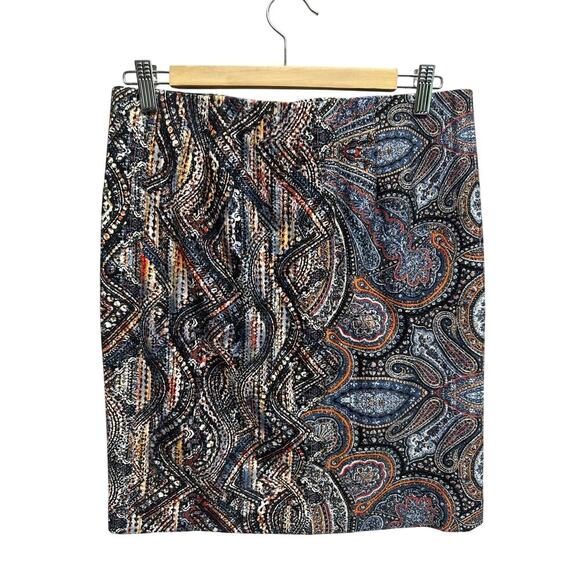 J. Jill Skirt Womens Small Ponte Pencil Mini Paisley Abstract Multicolor Stretch - Picture 4 of 5
